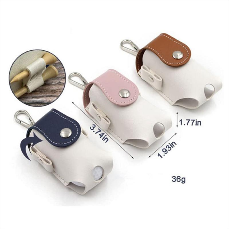 Golf Ball Mini Bag PU Leather with Golf Tees Golf Ball Pouch Hang On Waist Bag Golf Belt Gift for Husband Golf Sport Accessories