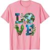 Love Earth Themed Graphic Tee Sustainable Planet Print Casual Cotton T-Shirt Unisex