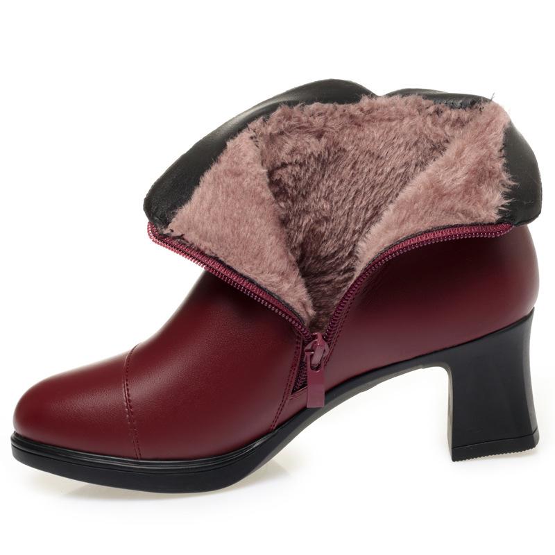 

Туфли для мам на мягкой подошве, хлопковые туфли, бархатные, нескользящие, на толстом каблуке, короткие ботинки, кожаные туфли и удобная женская обувь для пожилых людей, осень и зима 41