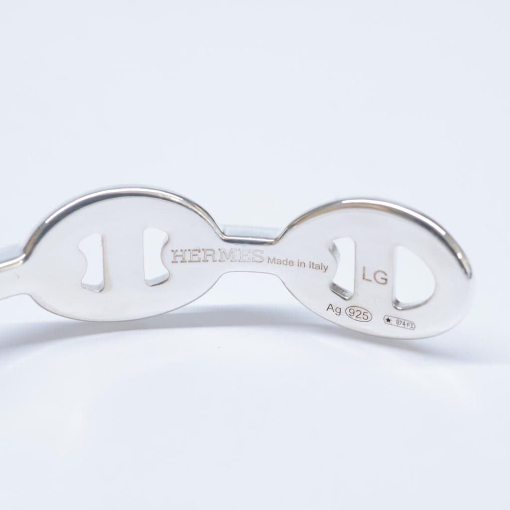 HERMES Finished 925 Chaine d'Ancre Enchaine MM Bangle LG SilverUsed