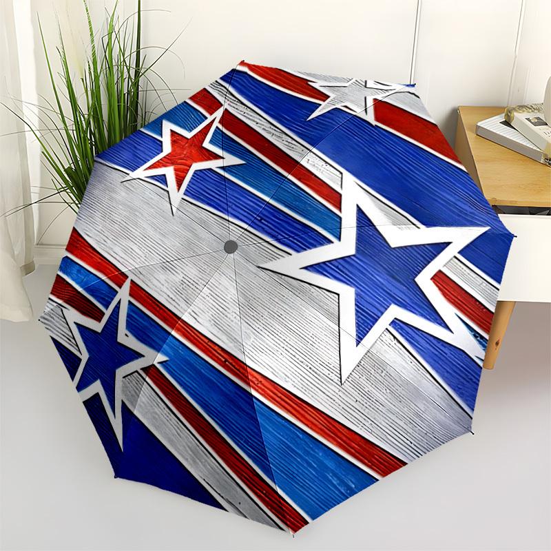 1pc Stars Stripes Automatic Open/Close Umbrella, Portable Folding Umbrella, Compact Travel Umbrella for069
