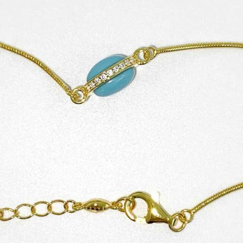 

dfarbe 925 silver + 18k gold natural turquoise double-sided gemstone bracelet free