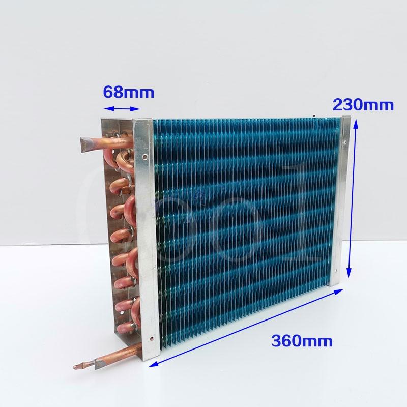 Evaporatore Condensatore Raffreddato ad Aria Frigorifero Congelatore Tubo di Rame Aletta di Alluminio Scambiatore di Calore ad Aria Radiatore 445mm*130mm*90mm