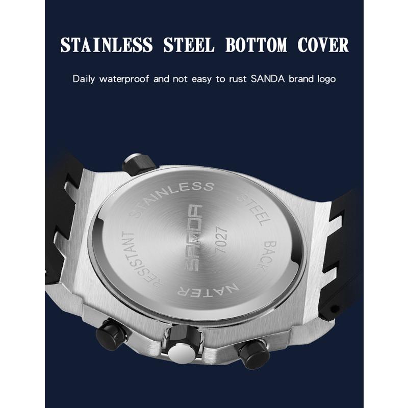 SANDA New Luminous Men's Quartz Watch Nails, Wodoodporne trendy Męskie zegarki kwarcowe