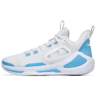 Zapatillas de Baloncesto de Caña Media con Absorción de Impactos y Tecnología de Nitrógeno Shape 3 Antideslizantes Resistentes al Desgaste para Hombre Zapatillas Deportivas Blanco Azul 112211601-2