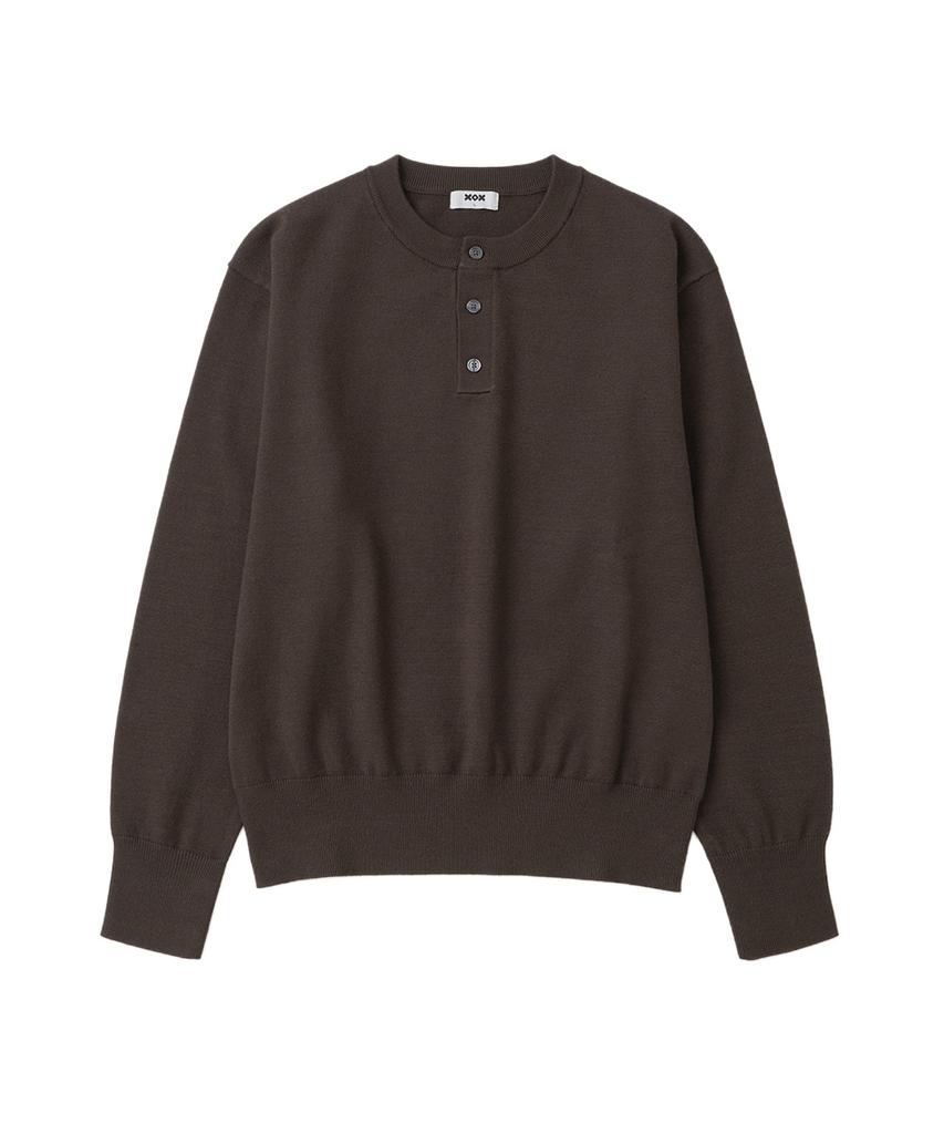 XOX Essential Henley Neck Crop Knit [Brown]
