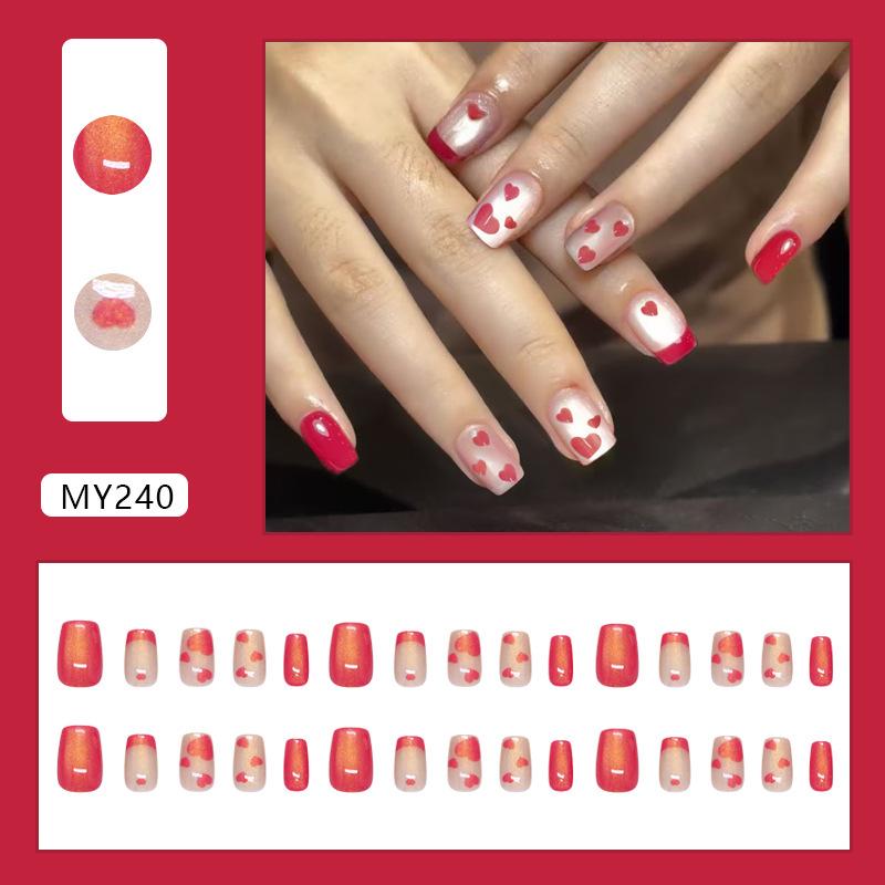 

Streamer cat eye rose powder love French sweet girl niche European and American ins wind removable wearing armor 30 pieces