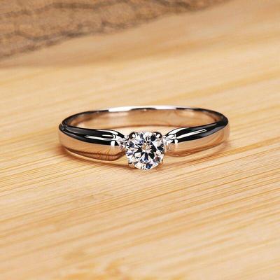 925 Sterling Silber Verlobungsring Luxus Weibliche Kleine Runde Stein Ring Kristall Solitaire Hochzeit Ringe für Frauen Schmuck