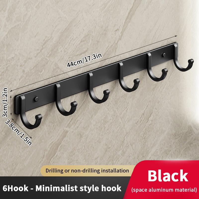 Freies Stanzen Wandmontierter Badezimmerhaken Türhaken Weltraumaluminium Wandhaken (3/4/5/6/7) Halterung