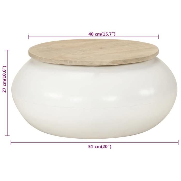 VidaXL Coffee Table, Round Side Table with Base, End Table, Living Room Furniture, White Wood 352052