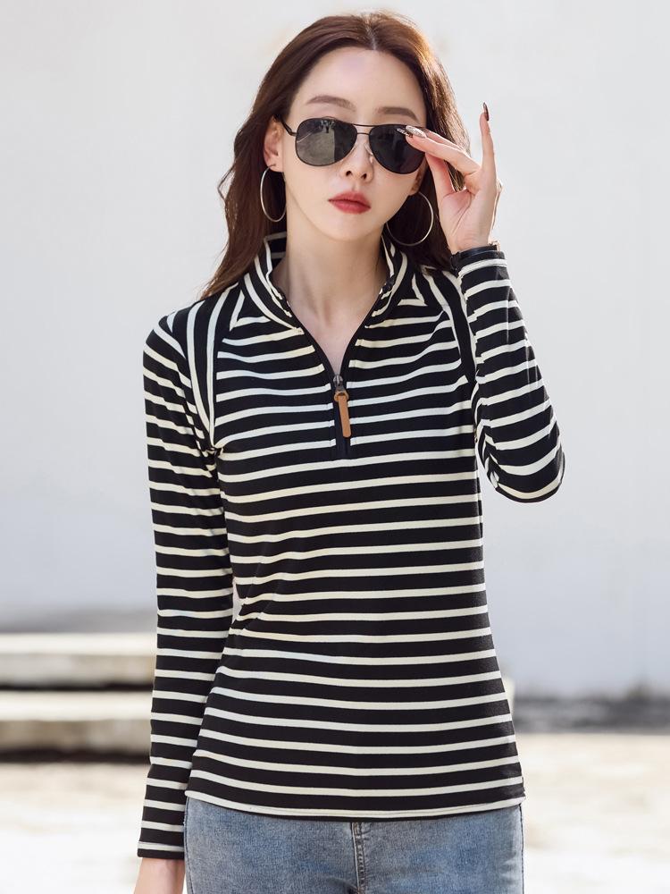 Cotton Turtleneck Tee Shirt Spring Femme Korean Long Sleeve T-shirt Button Women Casual Tops De Solid Camisetas Mujer