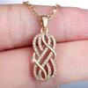 White Zircon Antique Hollow Infinity Pendant Necklaces for Women Vintage Gold Color Chain Necklace Wedding Jewelry Birthday Gift