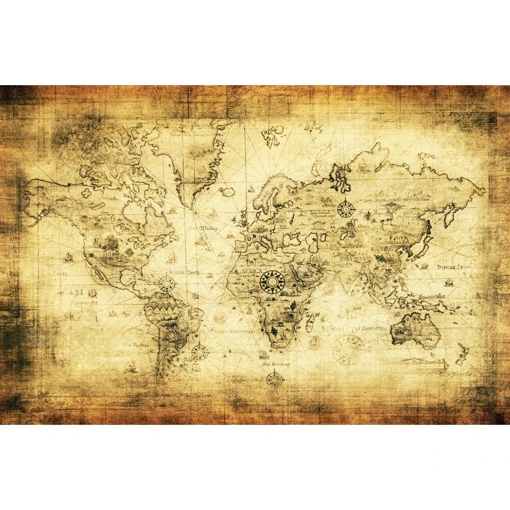 Pirate Treasure World Map Backdrop – Sailing Theme For Boy'S Kids Birthday Party, Photography Studio Decor Banner-Tapestry