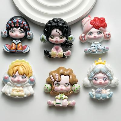 Cute Cartoon Girl Resin Accessories: Hair Clip, Hair Tie, Magnet Ornament Material Pack