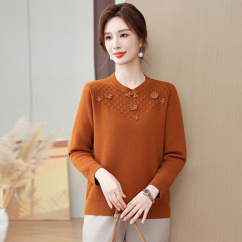 

45-Year-Old Mom s Age-Reducing Red Knit Sweater: Stylish & Warm Autumn/Winter Fashion for Middle-Aged Women 2XL (suggested 120-130 jin)