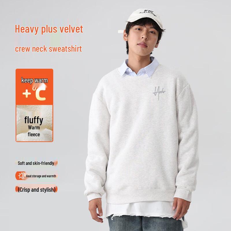 Hodo Men's Thickened Alpaca Fleece Round Neck Sweatshirt