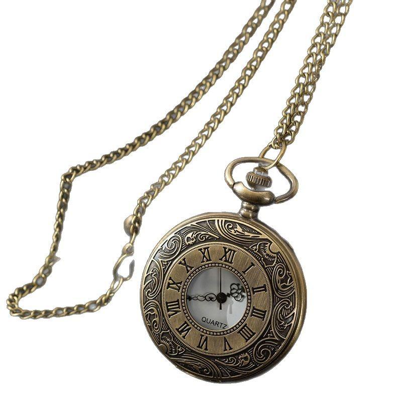 Vintage Romantic British Roman Numerals Quartz Large Pocket Watch, Men's and Women's Gift Commemorative Watch