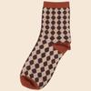 6 Pairs Harajuku College Style Women Student Crew Socks Vintage Geometric Print Casual Fashion Medium Stockings Gifts
