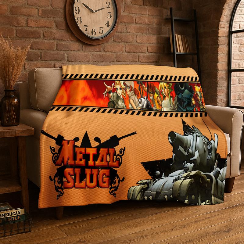 

Retro Game Metal Slug Cartoon Flannel Blanket Soft Warm Throw Blanket for Bedroom Living Room Bed Travel Camping Picnic Gift 75x90cm