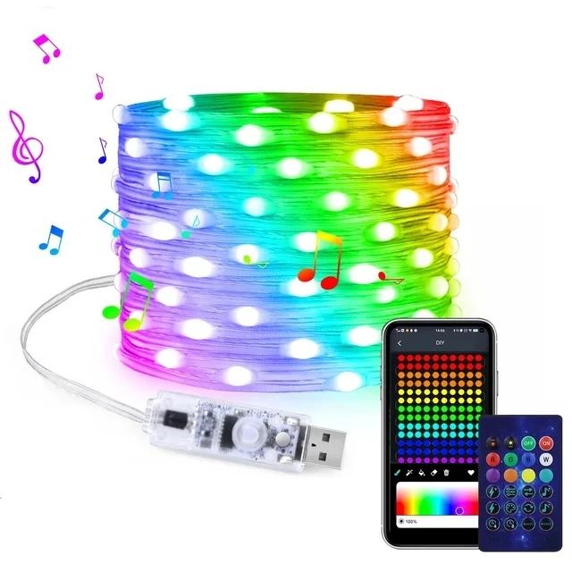 

5M/10M/20M USB светодиодные гирлянды из медного провода USB Dream Color Fairy Lights Bluetooth красочные домашние рождественские елки свадебный декор 5 M