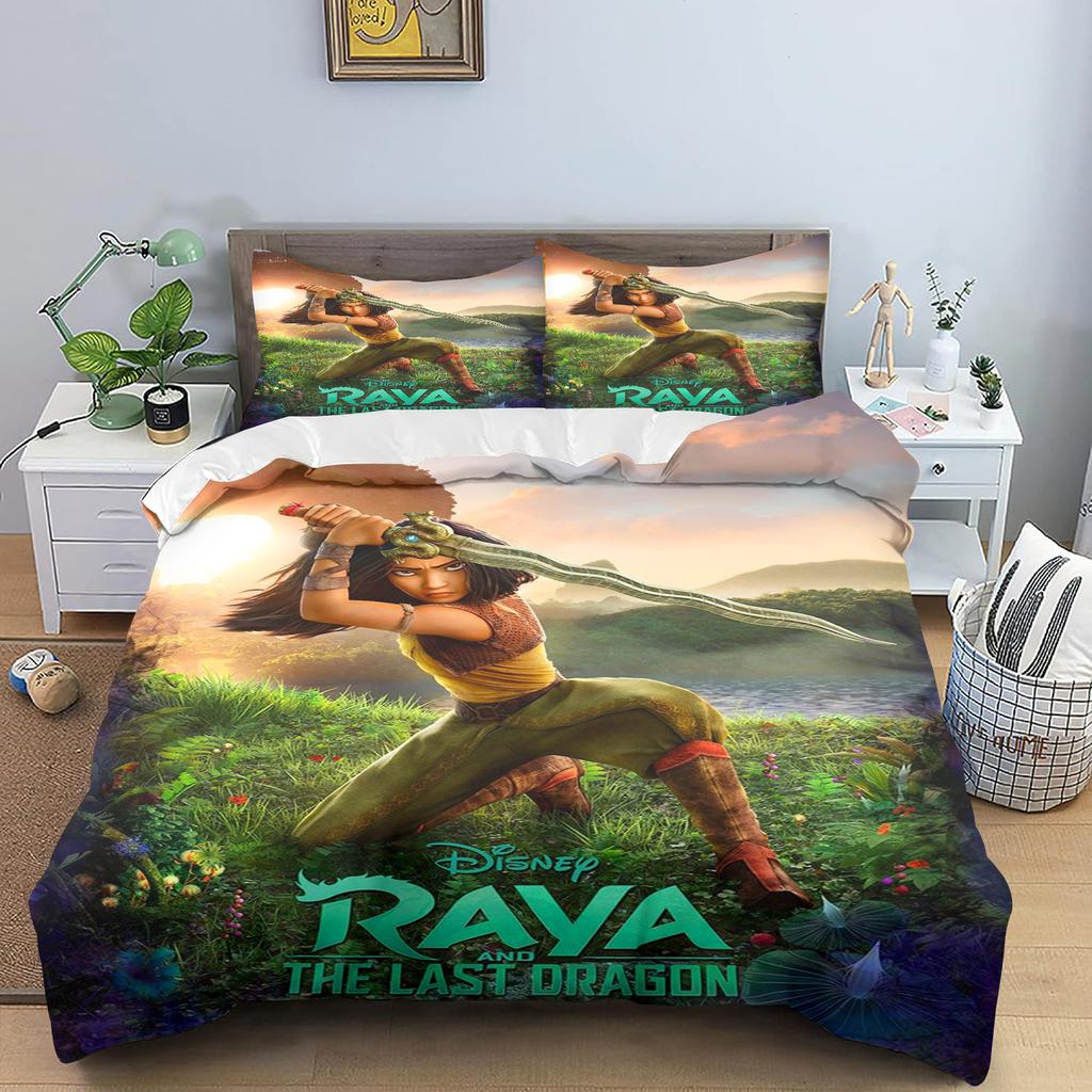 Raya and The Last Dragon Anime Home Bedroom Comforte Nordic polyester material suitable for children and adults 3-piece set