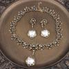 1Set Medieval Vintage Luxury Suit Earrings Zircon Flowers Pendant Pearl Retro Necklace Jewelry Gift For Women Ornament