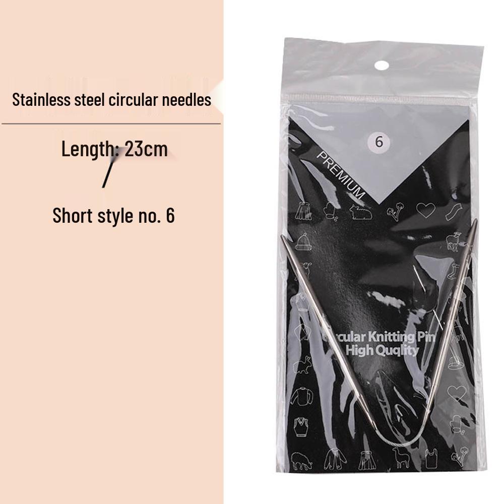 23cm Wool Knitting Circular Needle Set for Sweaters & Sleeves - Stainless Steel & Bamboo.