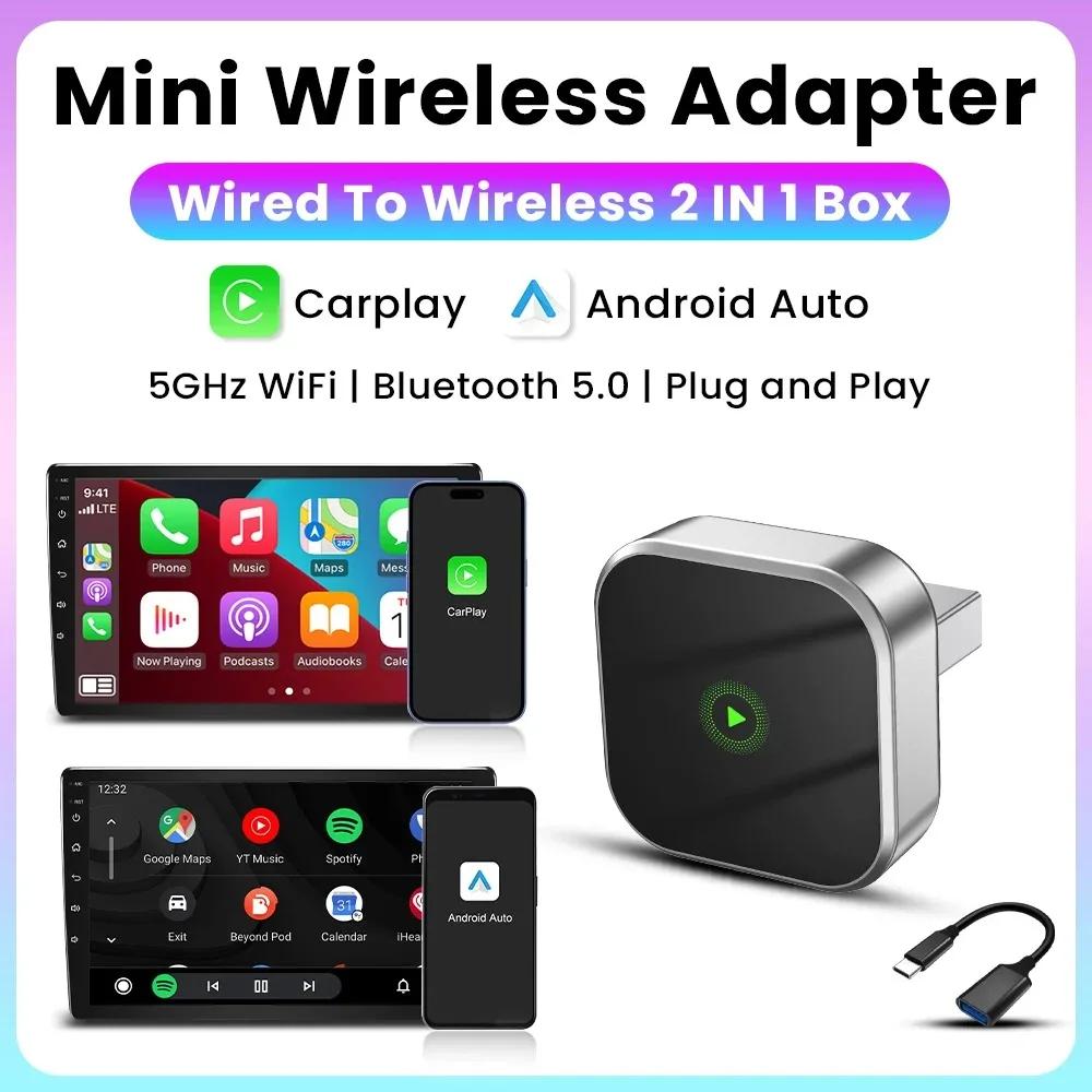 2-in-1 Wireless CarPlay Dongle Wired To Wireless Android Auto Adapter AI Smart Box Car Intelligent Systems For Car With CarPlay