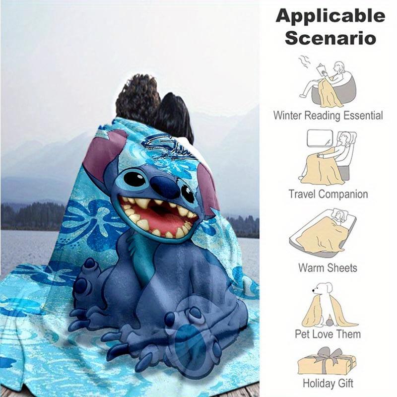 1pc Stitch Printing Blanket - Soft, All-Season Throw for Living Room, Bedroom,Personalized Gift with Adorable Cartoon Design