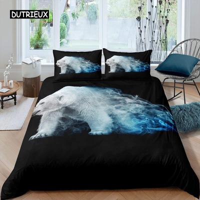 Juego de funda nórdica con estampado de oso polar, tamaño Queen, para adultos, adolescentes y niños.