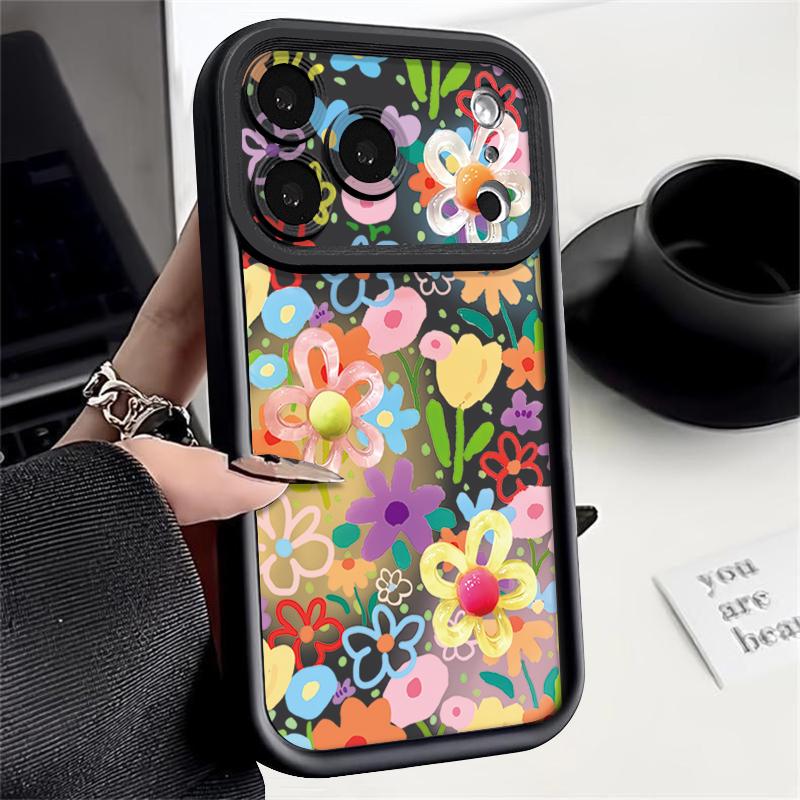 Etui na telefon z nadrukiem kreskówkowych kwiatów dla iPhone 17 Pro Max Air 16 15 Pro Max 14 13 12 Pro Max 11 Przezroczysty miękki pokrowiec na tył z TPU
