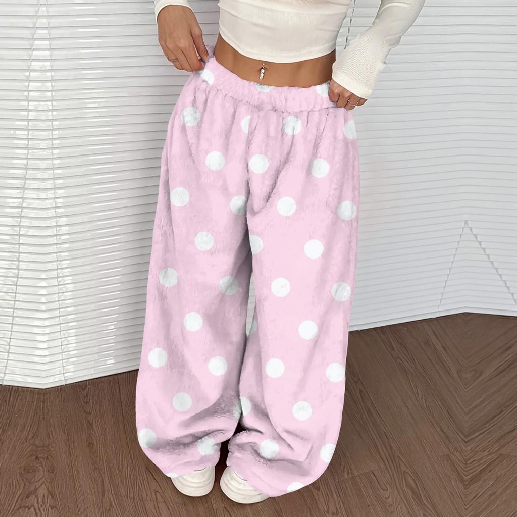 Women's Casual And Fashionable Printed Elastic Waist Loose Wide Leg Pants