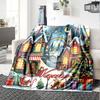 Custom Name Christmas Street Theme Printed Blanket - Perfect for Couch, Bed, Travel & Outdoor Use | Machine Washable, Cozy & Durable.