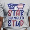 Star Spangled Stud Patriotic Shirt | Funny 4th of July Shirt | USA Flag Sunglasses Tee | American Independence Day Shirt| Red White Blue Tee