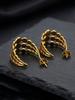 Elegant C-Shaped Hollow Round Stainless Steel Stud Earrings - Trendy, Versatile, and Unique High-End Ear Jewelry