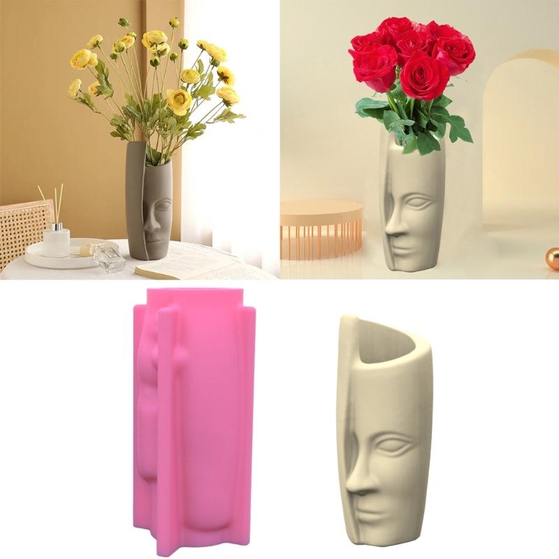 Human Face Art Gypsum Silicone Mold Diy Succulents Concrete Flower Pot Plaster Cement Clay Mold Candle Holder Mold