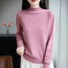 Pull en tricot à col semi-montant et manches longues, nouveau style Printemps, Automne et Hiver, Haut de base uni à boutons latéraux pour femme