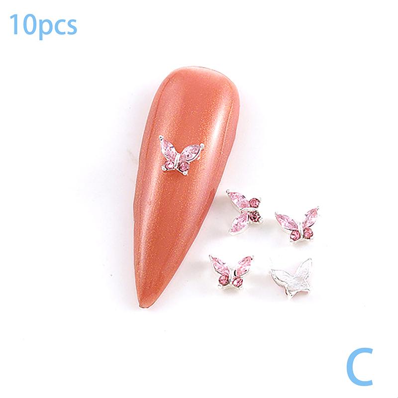 10Pcs Luxury 3D Mini 4*6Mm Crystal Butterfly Nail Art Charms Jewelry Accessories Alloy Rhinestones Nails Decoration Supplies