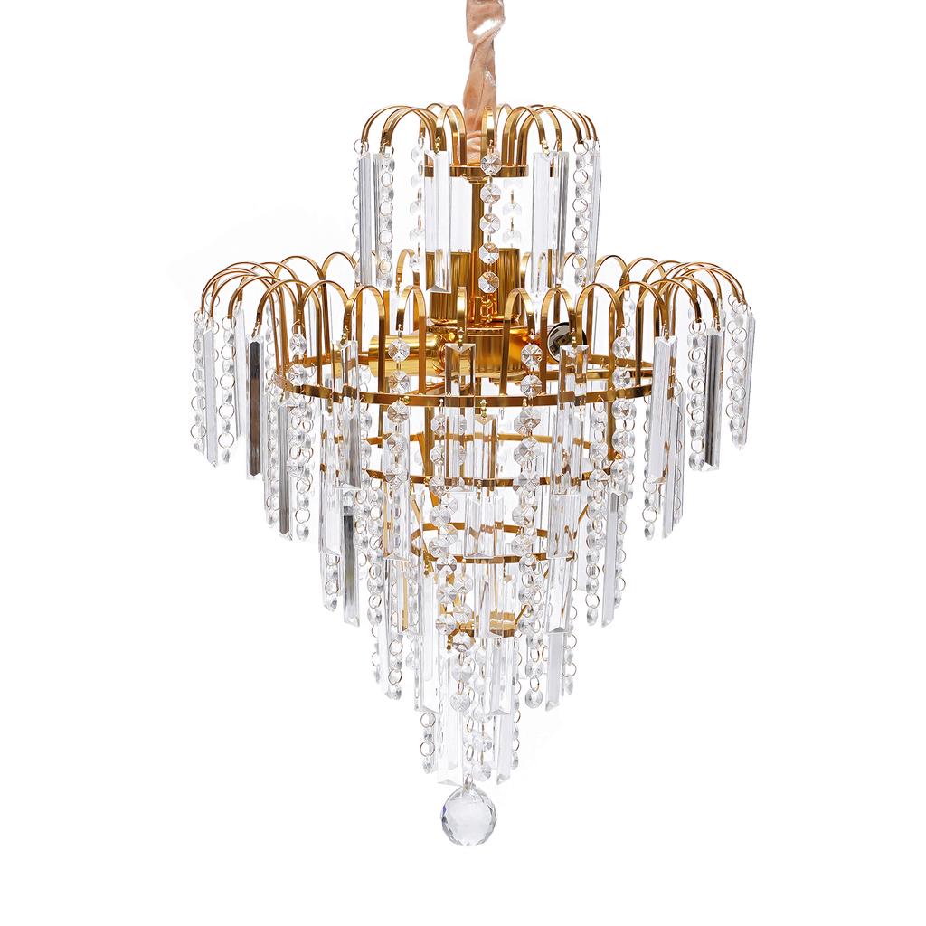 Elegante Moderne Deckenleuchte K9 Kristall Kronleuchter Pendelleuchte Leuchte Lampe Metall+Glas Gold Poliert und Galvanisiert