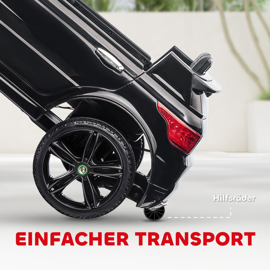 Elektrisches Kinderauto SUV, bis zu 5 km/h, mit Sicherheitsgurt, Fernbedienung, Scheinwerfern, Musikfunktion, Schwarz