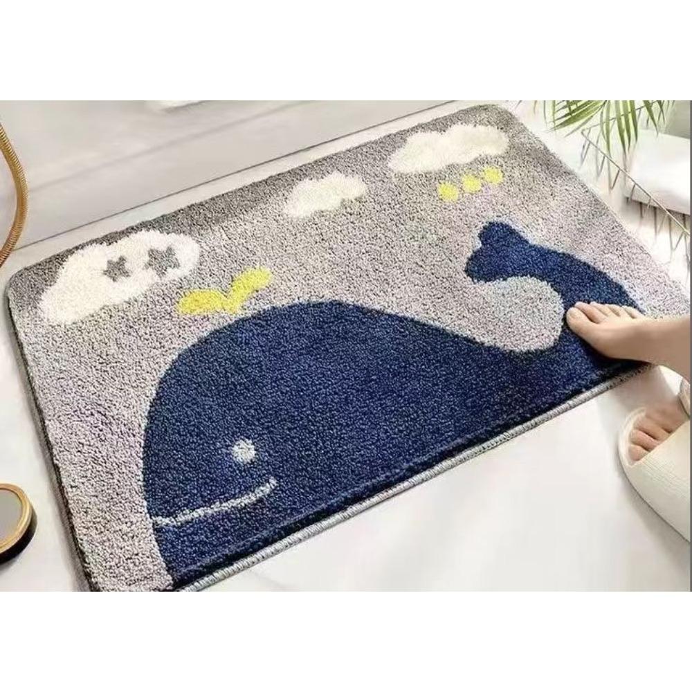 2pcs Cartoon Imitation Cashmere Floor Mat Non-slip Carpet Door Absorbent Floor Mat