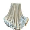 Maxi Skirt High Waist Glossy Long Skirt Solid Color Pleated Design Large Hem Dance Skirt Work Leisure Daily Wear