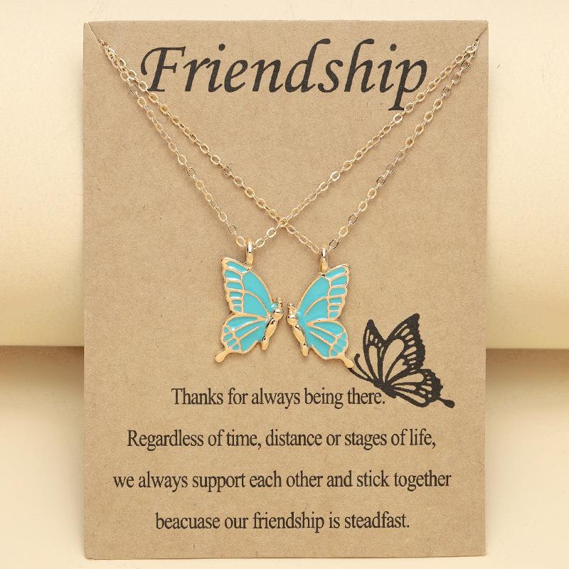 New Colorful Butterfly Collar Chain Friendship Card Good Friend Set Necklace