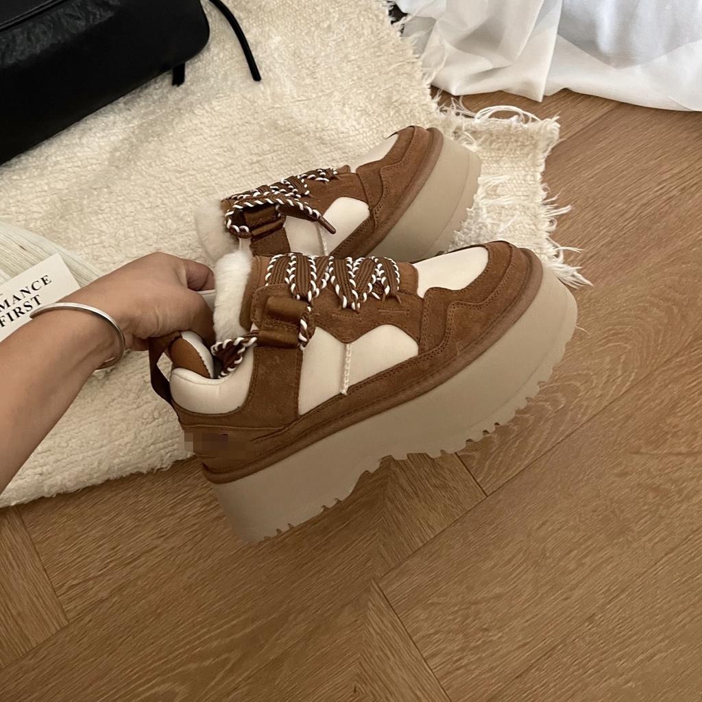 Sanpo Snow Boots - Winter Mel Woman Thick-soled Fur-embedded All-weather Leather Casual Shoes - Snow Boots