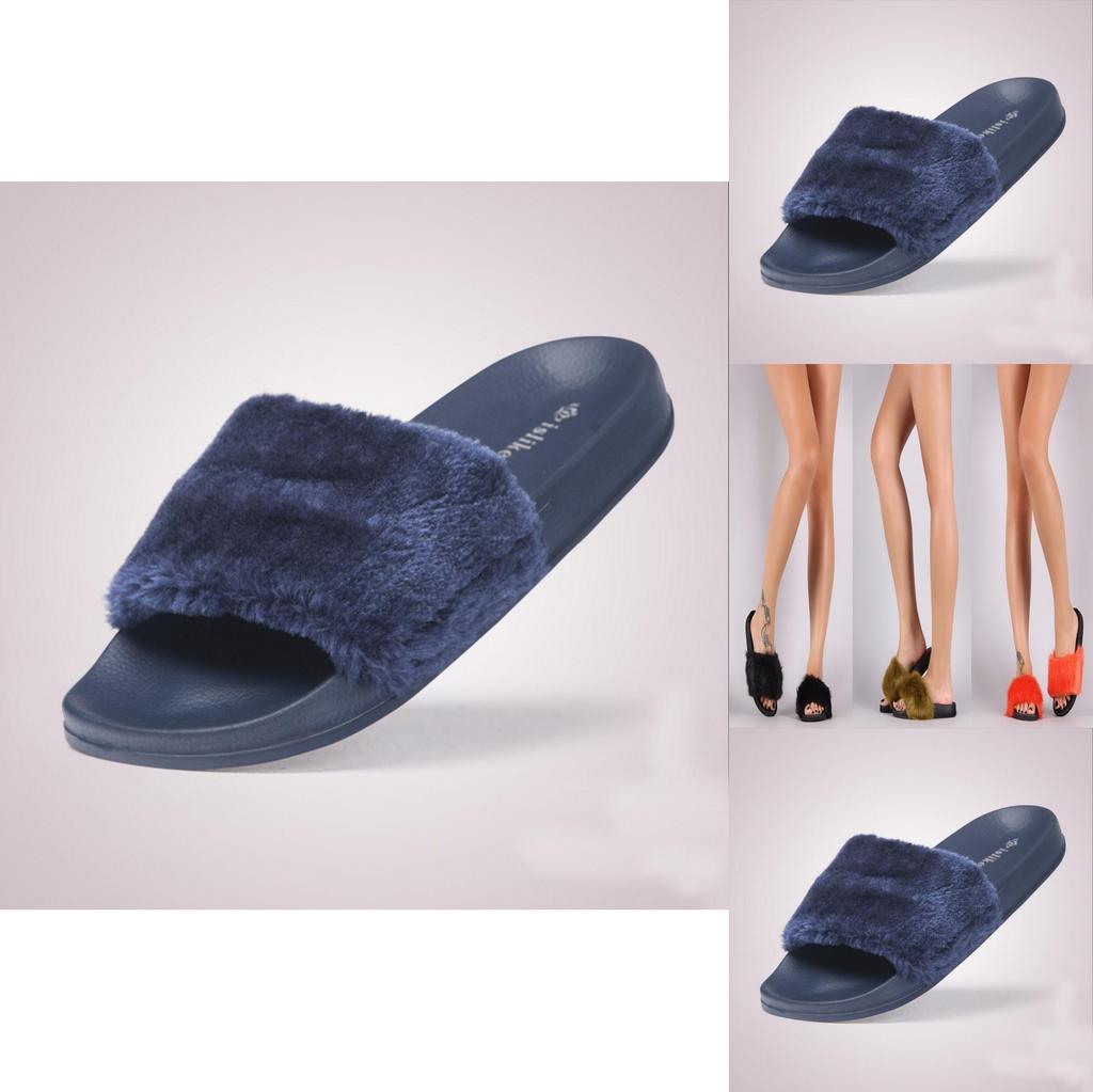 Luxuriöse Faux-Fur-Slipper, inspiriert von Rihanna, in Premium-Qualität und mit Stil
