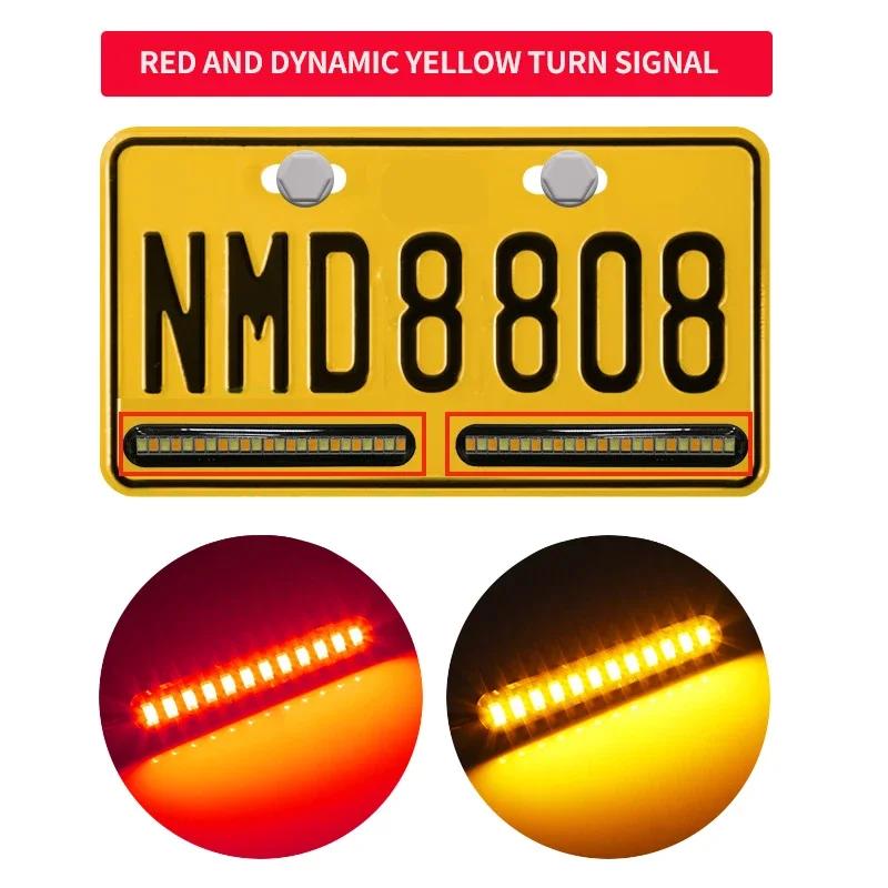 Motorcycle Turn Signal Light Bar LED Brake Stop Red Amber Color Integrated 24LEDs Motorbike License Plate Light 12V Tail Lamp