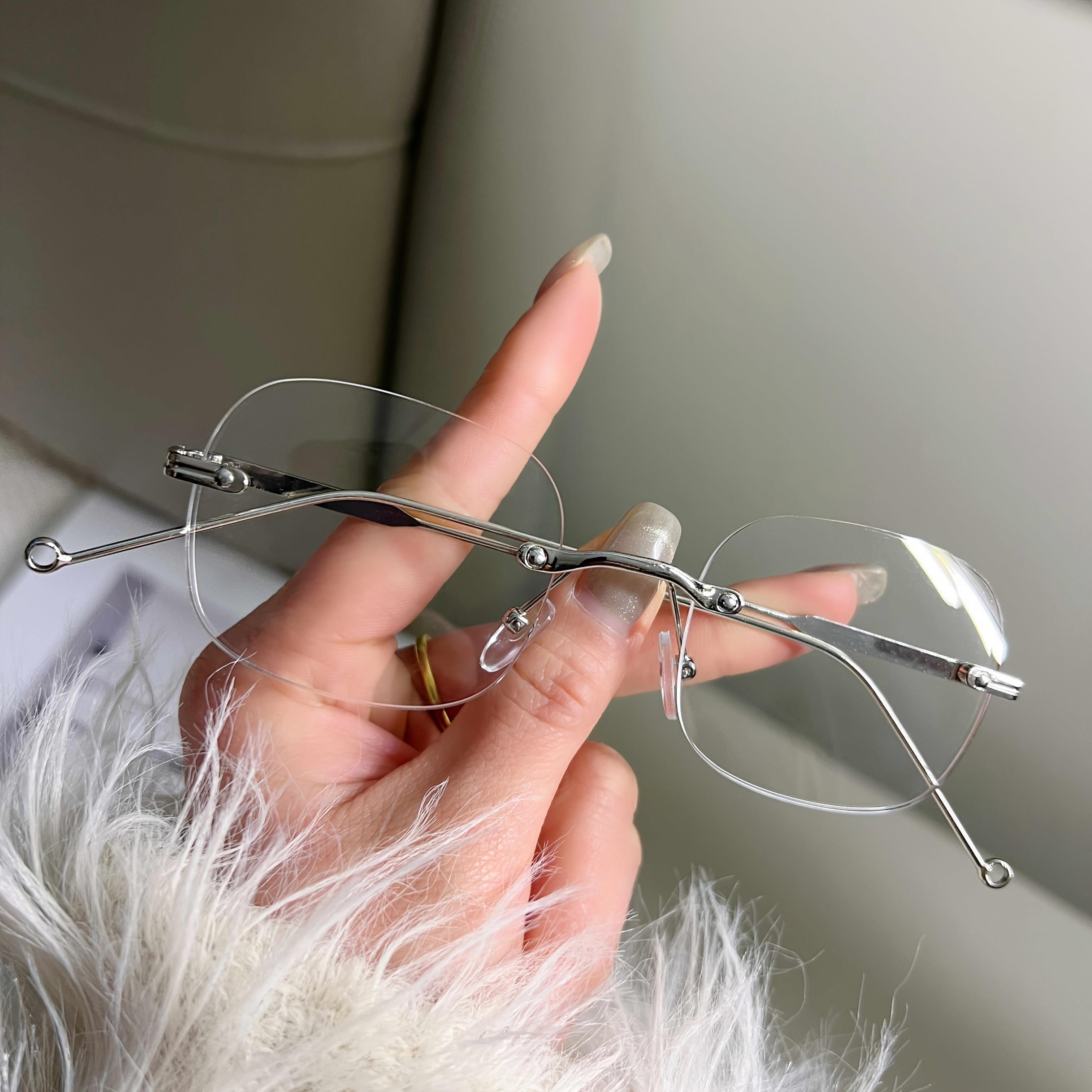 

[Lightweight Design] Sleek Rimless Metal Frame Glasses for Women - Lightweight & Stylish Modern Design for Everyday Fashion срібний