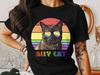 Regenboog Kat T-shirt, Kleurrijk Pride Bondgenoot Kat Grafisch T-shirt, Unisex Mode LGBTQ Ondersteuning Shirt, Trendy Kattenliefhebber Cadeau Idee