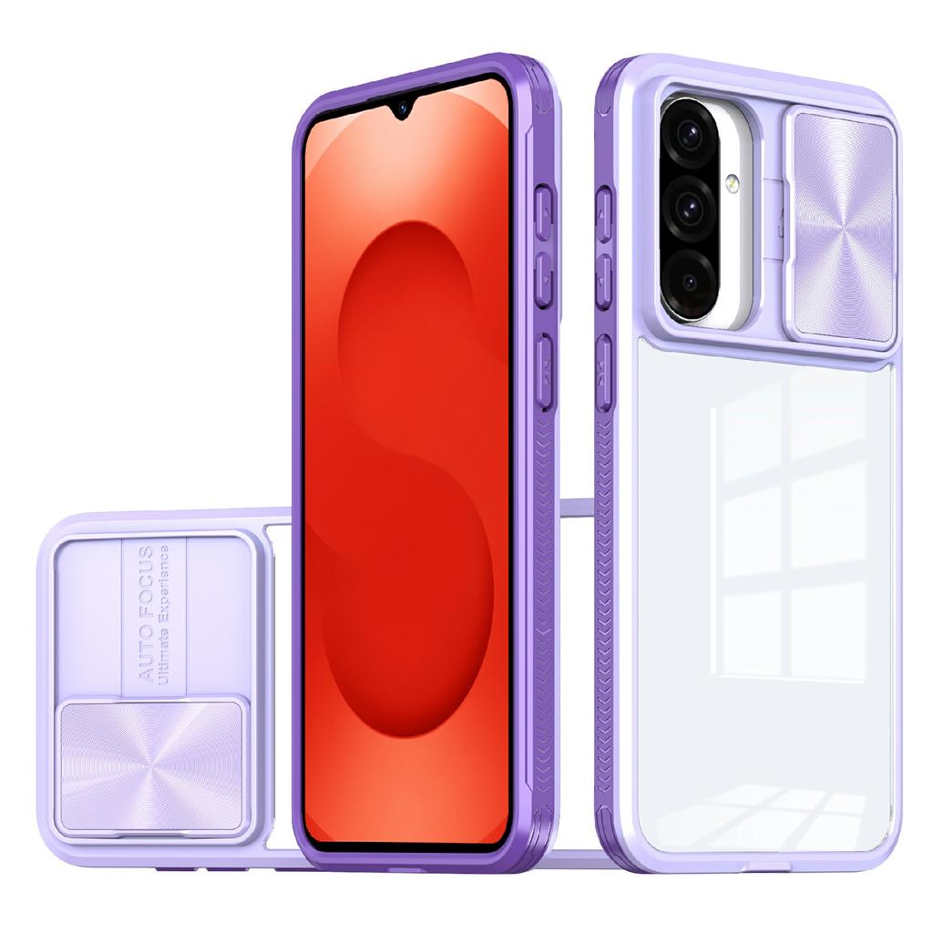 For Samsung Galaxy A26 5G Case TPU + PC Clear Phone Cover with CD-Veins Camera Lens Sliding Lid