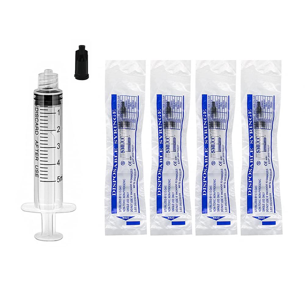 100PCS 5ml Sterile Luer Lock Syringe with Cap, Individually Wrapped, for Liquid Glue, Epoxy, Resin Dispensing